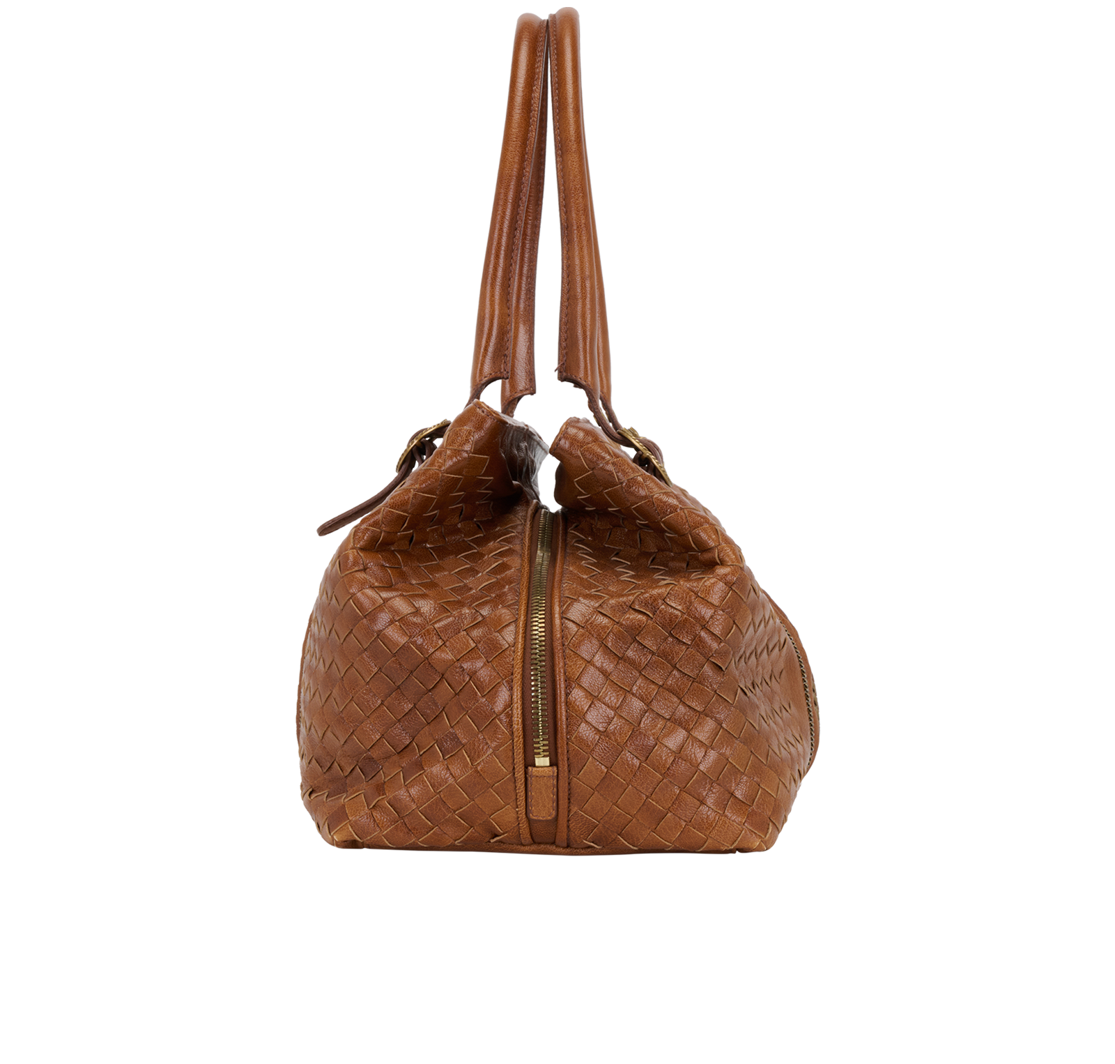 Intrecciato Shoulder Bag, &pound;375, Handbags, Brown, Leather, Bottom view